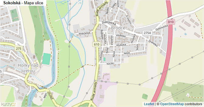 Sokolská - mapa ulice