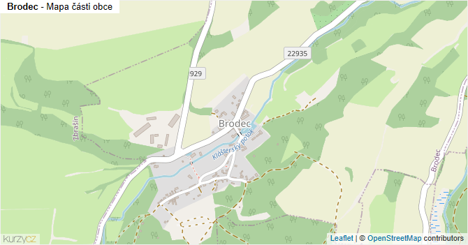 Brodec - mapa části obce