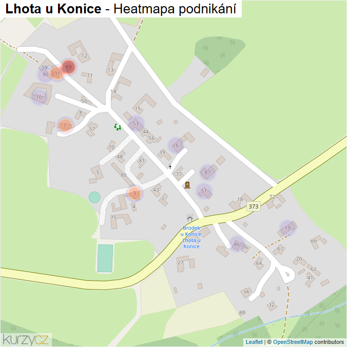 Mapa Lhota u Konice - Firmy v části obce.