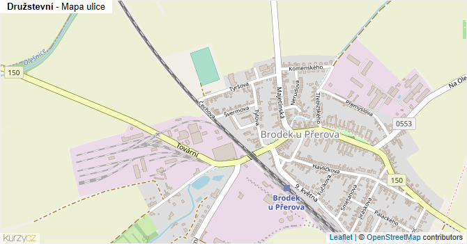 Družstevní - mapa ulice
