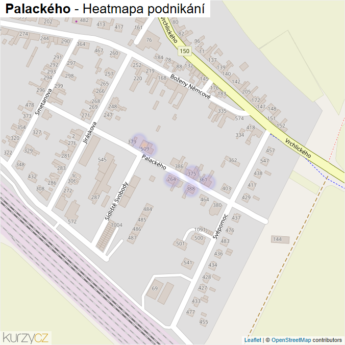 Mapa Palackého - Firmy v ulici.