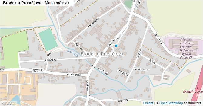 Brodek u Prostějova - mapa městysu