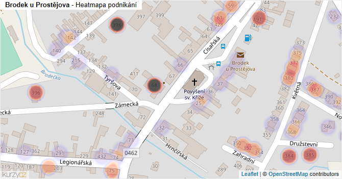 Brodek u Prostějova - mapa podnikání