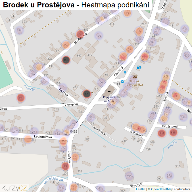 Mapa Brodek u Prostějova - Firmy v části obce.