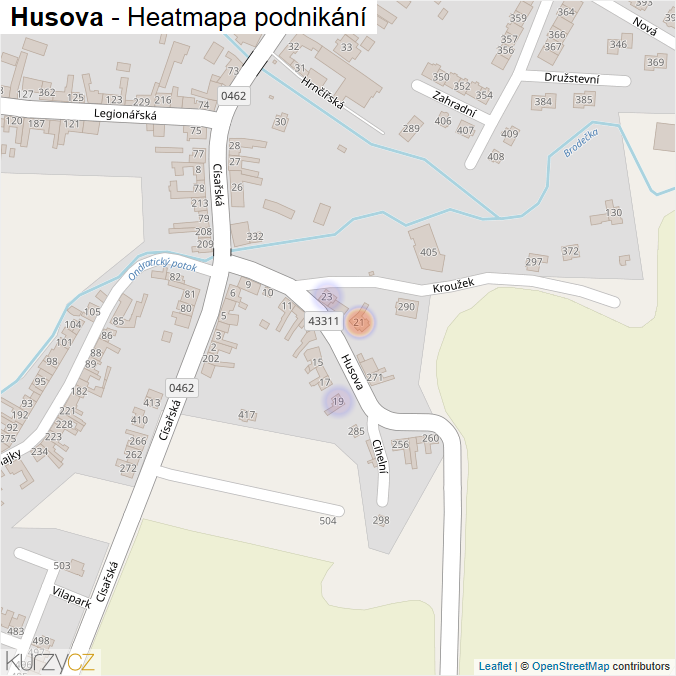 Mapa Husova - Firmy v ulici.