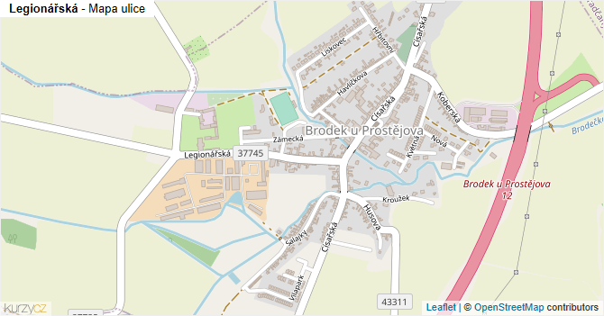 Legionářská - mapa ulice