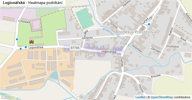 Legionářská - mapa podnikání