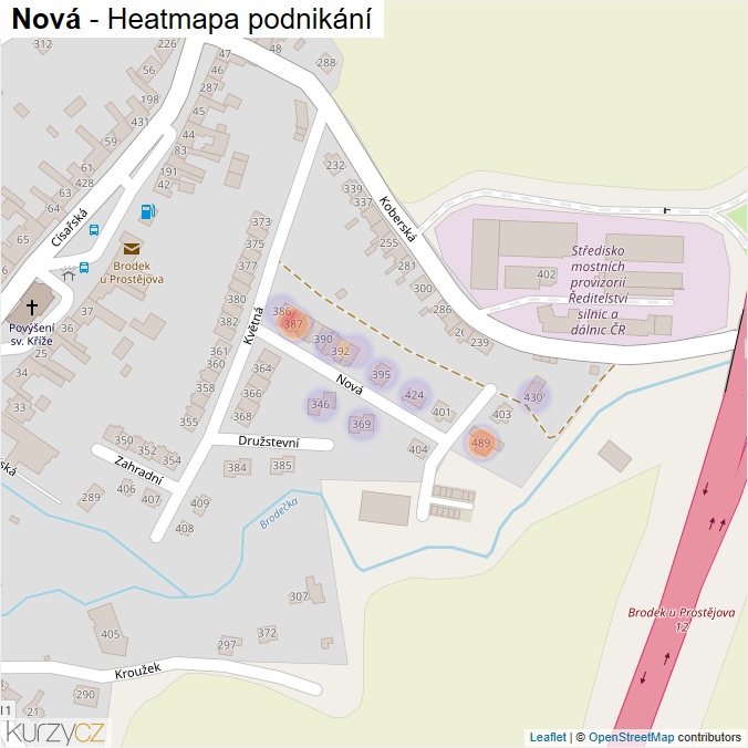Mapa Nová - Firmy v ulici.