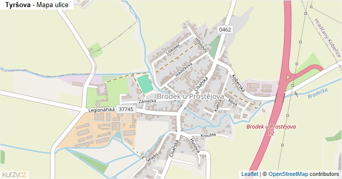 Tyršova - mapa ulice