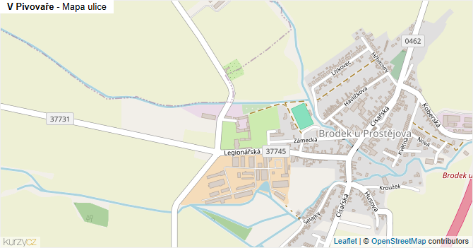 V Pivovaře - mapa ulice