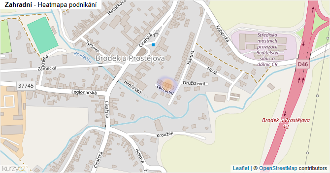 Zahradní - mapa podnikání