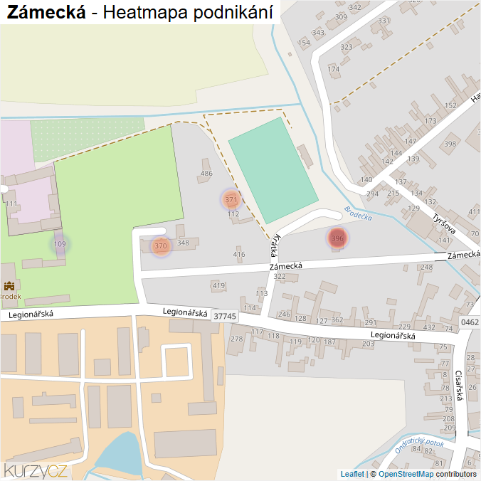 Mapa Zámecká - Firmy v ulici.