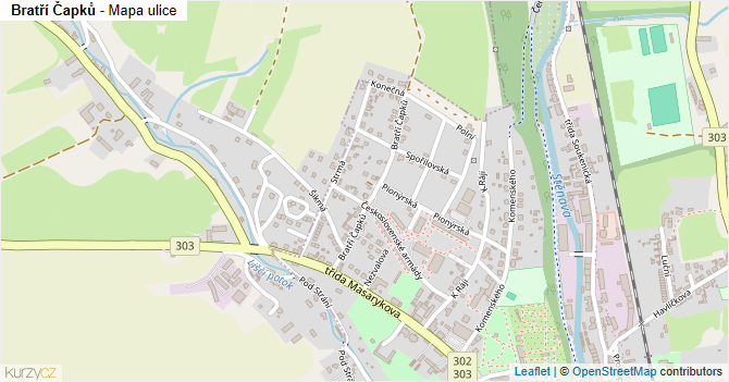 Bratří Čapků - mapa ulice