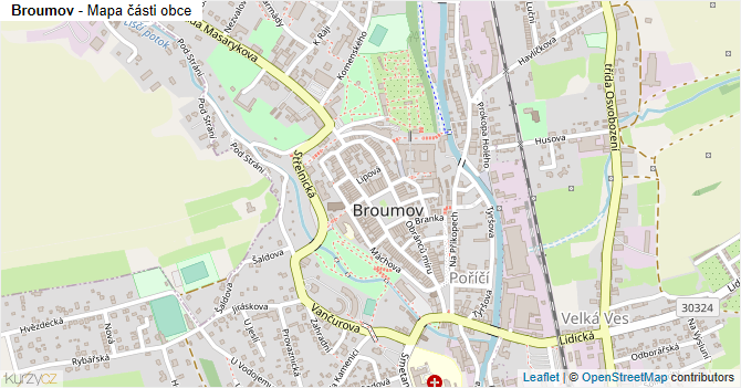Broumov - mapa části obce