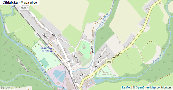 Cihlářská - mapa ulice
