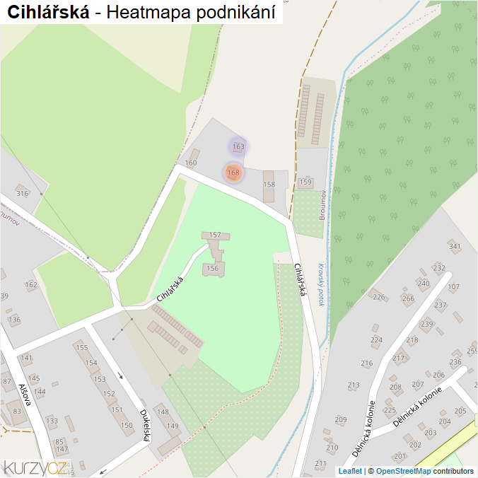 Mapa Cihlářská - Firmy v ulici.