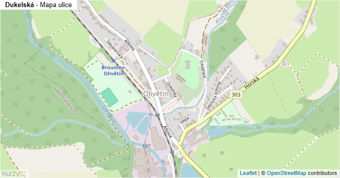Dukelská - mapa ulice