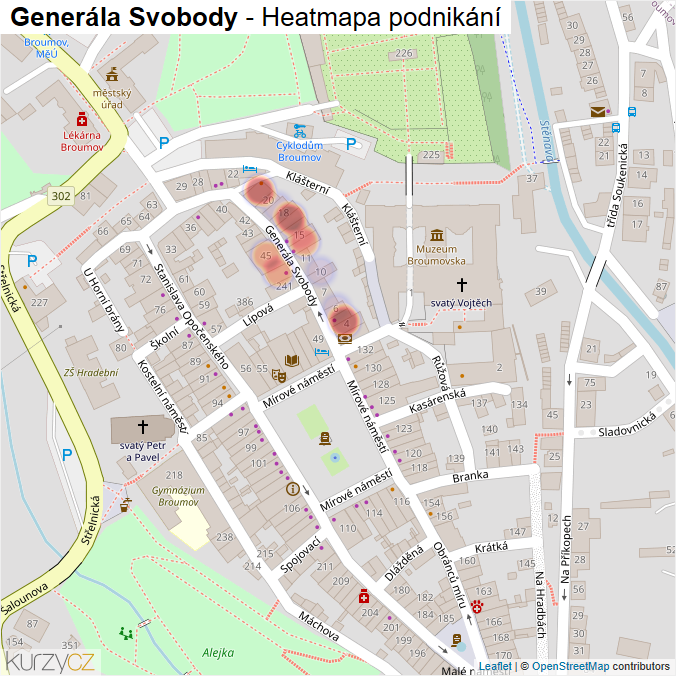Mapa Generála Svobody - Firmy v ulici.