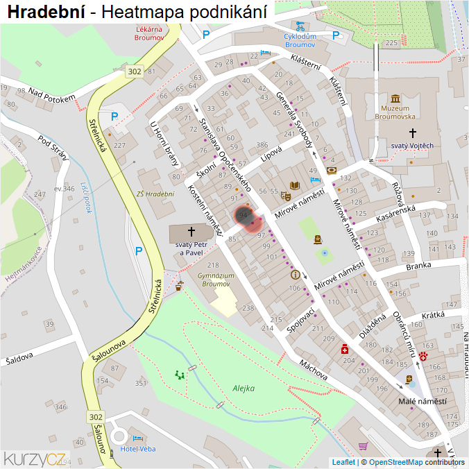 Mapa Hradební - Firmy v ulici.