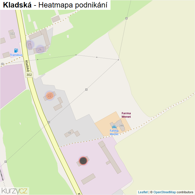 Mapa Kladská - Firmy v ulici.