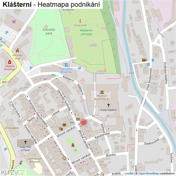 Mapa Klášterní - Firmy v ulici.