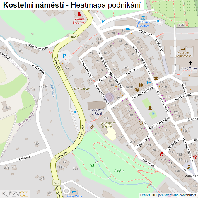 Mapa Kostelní náměstí - Firmy v ulici.