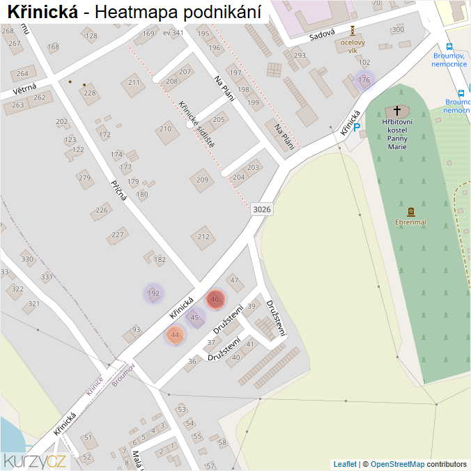 Mapa Křinická - Firmy v ulici.
