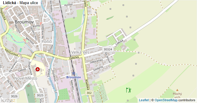Lidická - mapa ulice
