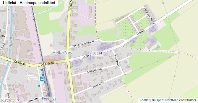 Lidická - mapa podnikání