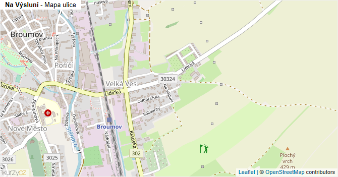 Na Výsluní - mapa ulice