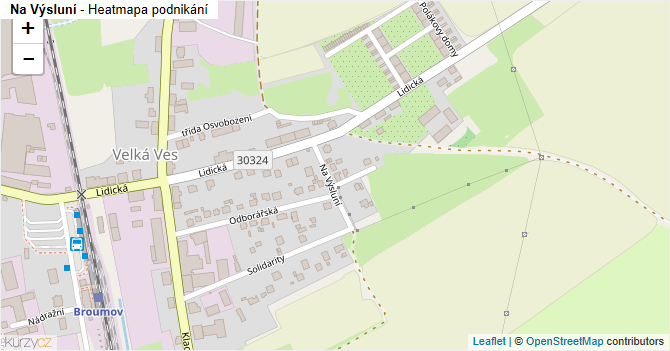Na Výsluní - mapa podnikání