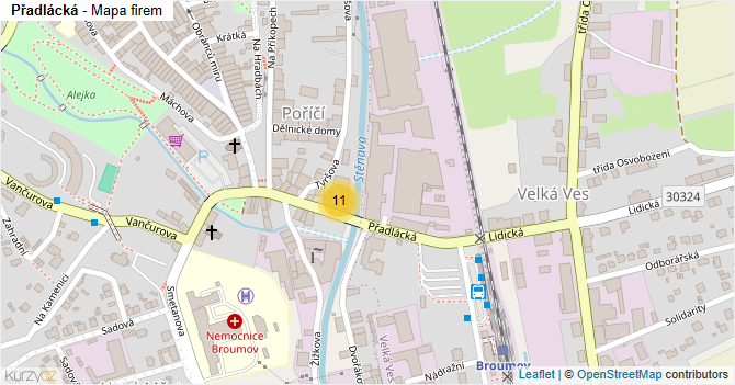 Přadlácká - mapa firem
