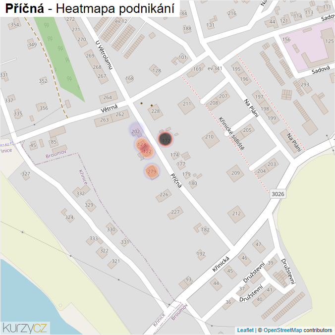 Mapa Příčná - Firmy v ulici.