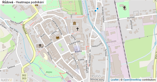 Růžová - mapa podnikání