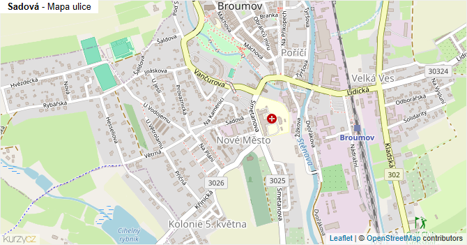 Sadová - mapa ulice