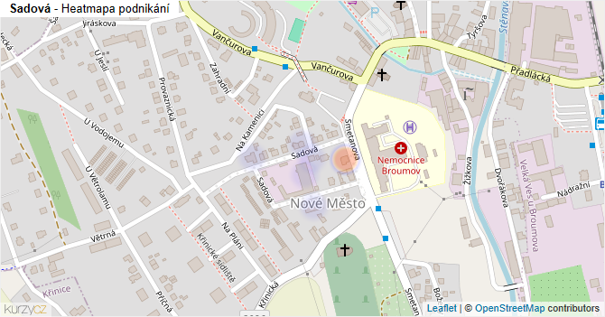 Sadová - mapa podnikání