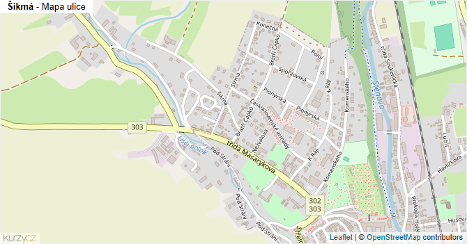 Šikmá - mapa ulice