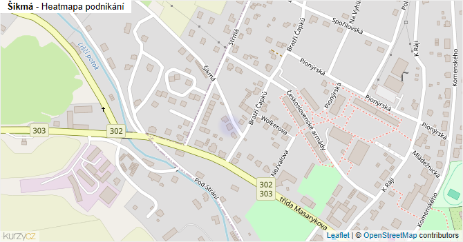 Šikmá - mapa podnikání