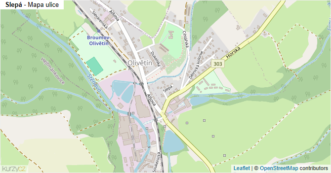 Slepá - mapa ulice
