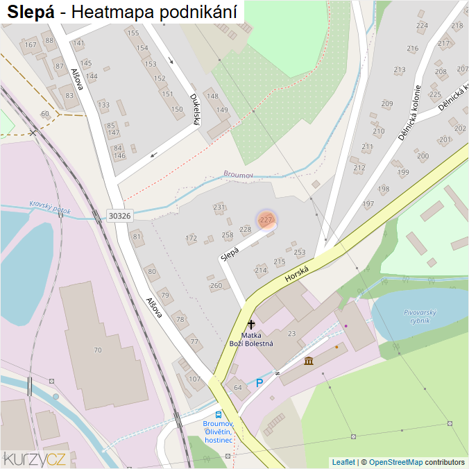 Mapa Slepá - Firmy v ulici.