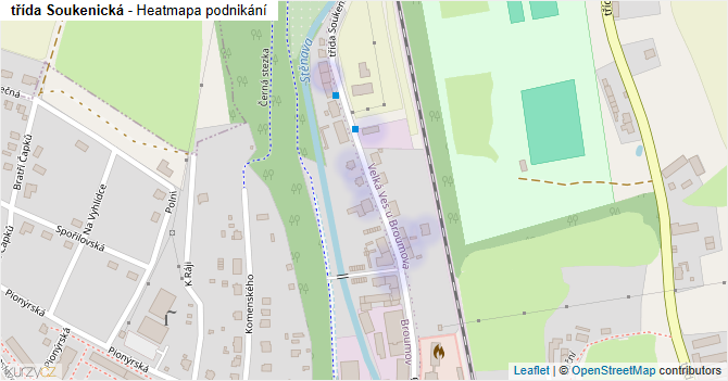 třída Soukenická - mapa podnikání