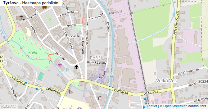 Tyršova - mapa podnikání