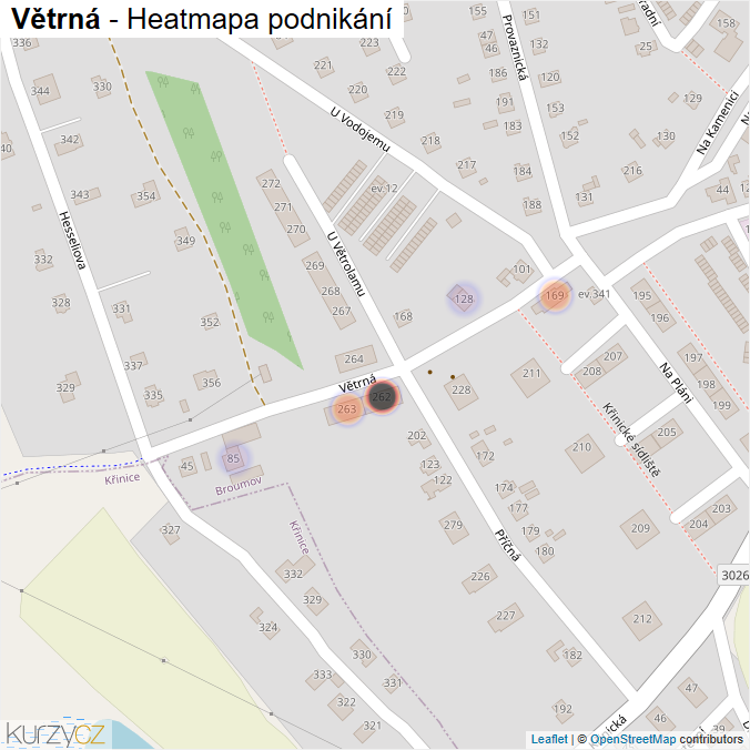 Mapa Větrná - Firmy v ulici.