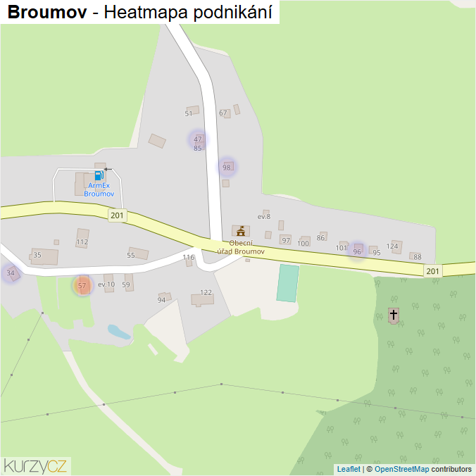 Mapa Broumov - Firmy v části obce.