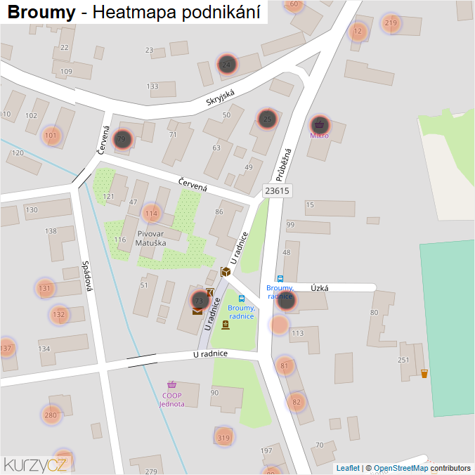Mapa Broumy - Firmy v obci.