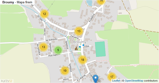 Broumy - mapa firem