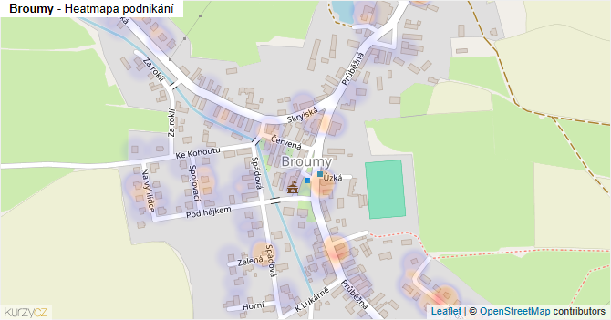 Broumy - mapa podnikání
