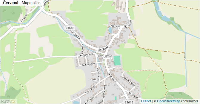 Červená - mapa ulice