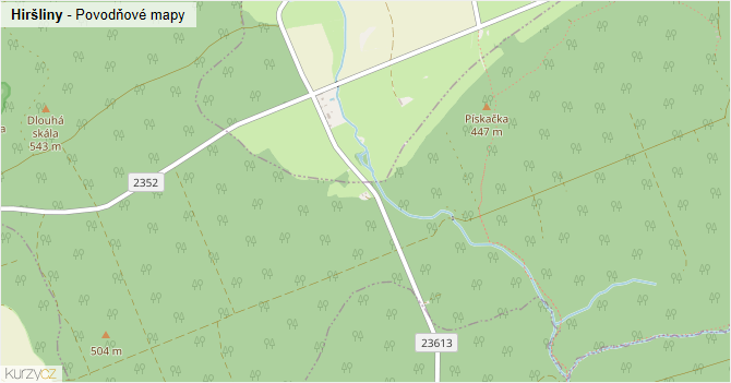 Hiršliny - záplavové mapy stoleté vody
