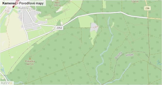 Kamenec - záplavové mapy stoleté vody